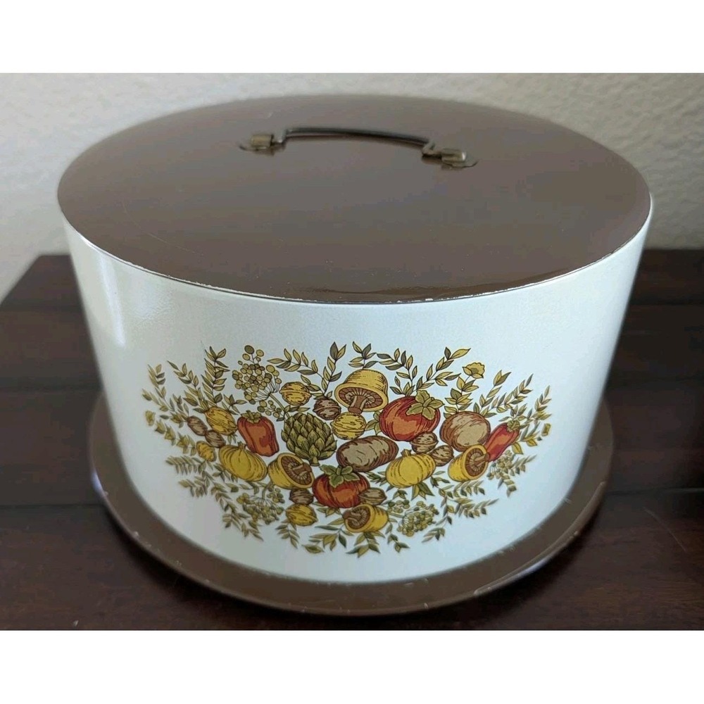 Vrg Cheinco/Balloonoff Metal Cake Carrier Cover Saver Brown Harvest Botanical